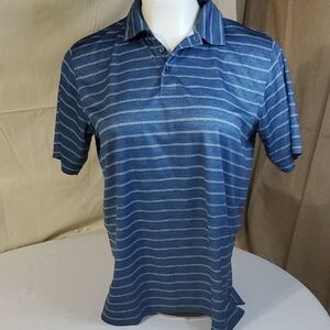 Pebble Beach Dry-Luxe Performance Navy Striped Moisture Wicking EUC Polo Sz XL